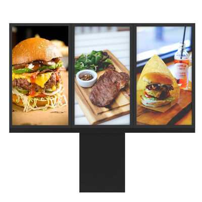 55inch Exterior Outdoor Drive Thru Menu Boards System 3000nits Spliced 3 Screens