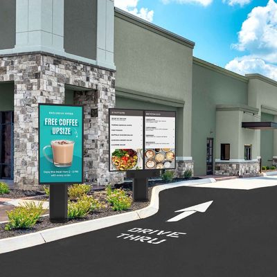 65 Inch Outdoor Drive Thru Menu Boards 3000 Cd/M2 High Brightness