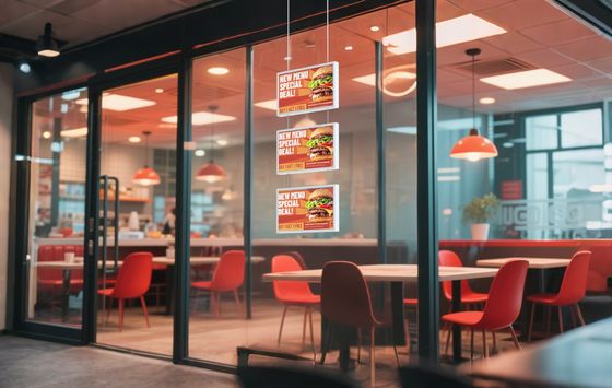 21.5 Inch Single-sided hanging window display 2000cd/M2 Brightness Full Hd Digital Signage Lcd